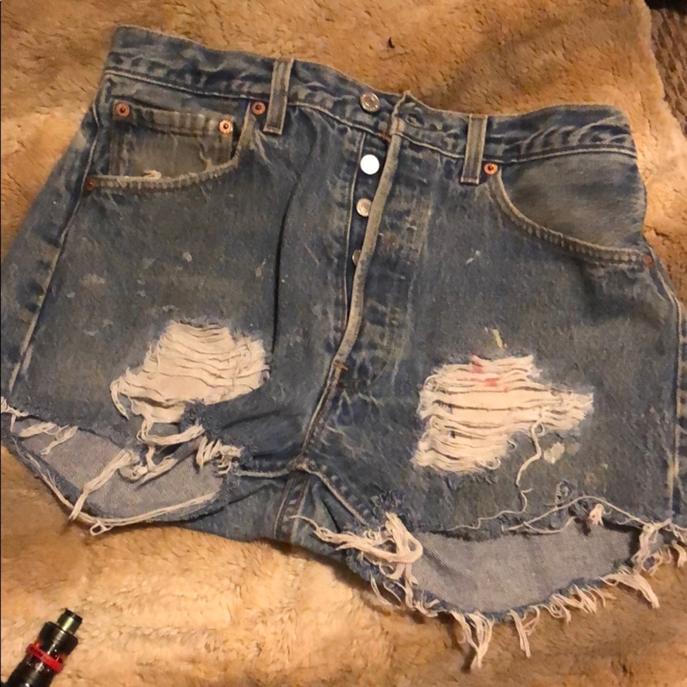 Levi’s high waist distressed denim shorts 501xx